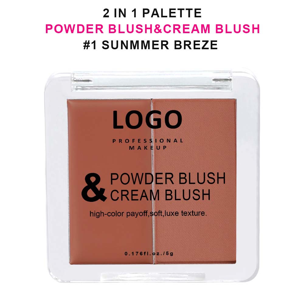 Custom Logo 2 in 1 Blush Powder and Blush Cream Private Label Cheek Cream to Powder Blush - Image 2