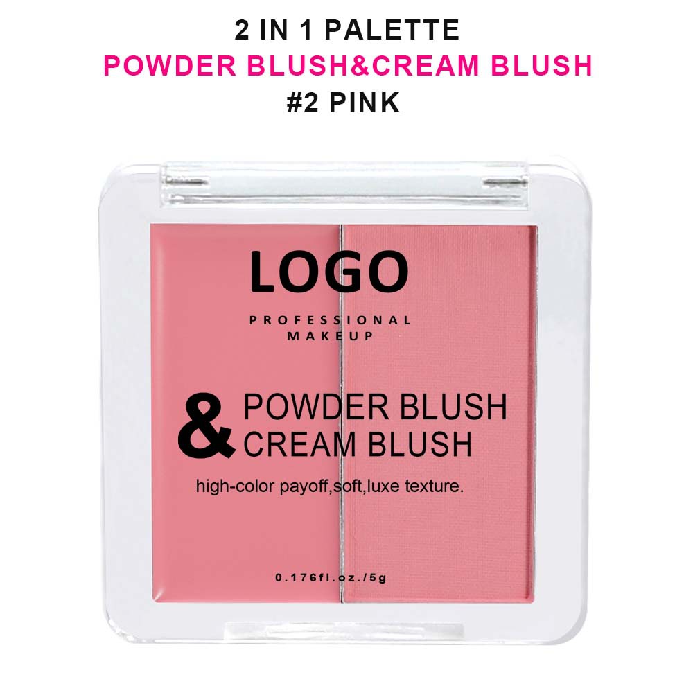 Custom Logo 2 in 1 Blush Powder and Blush Cream Private Label Cheek Cream to Powder Blush - Image 3