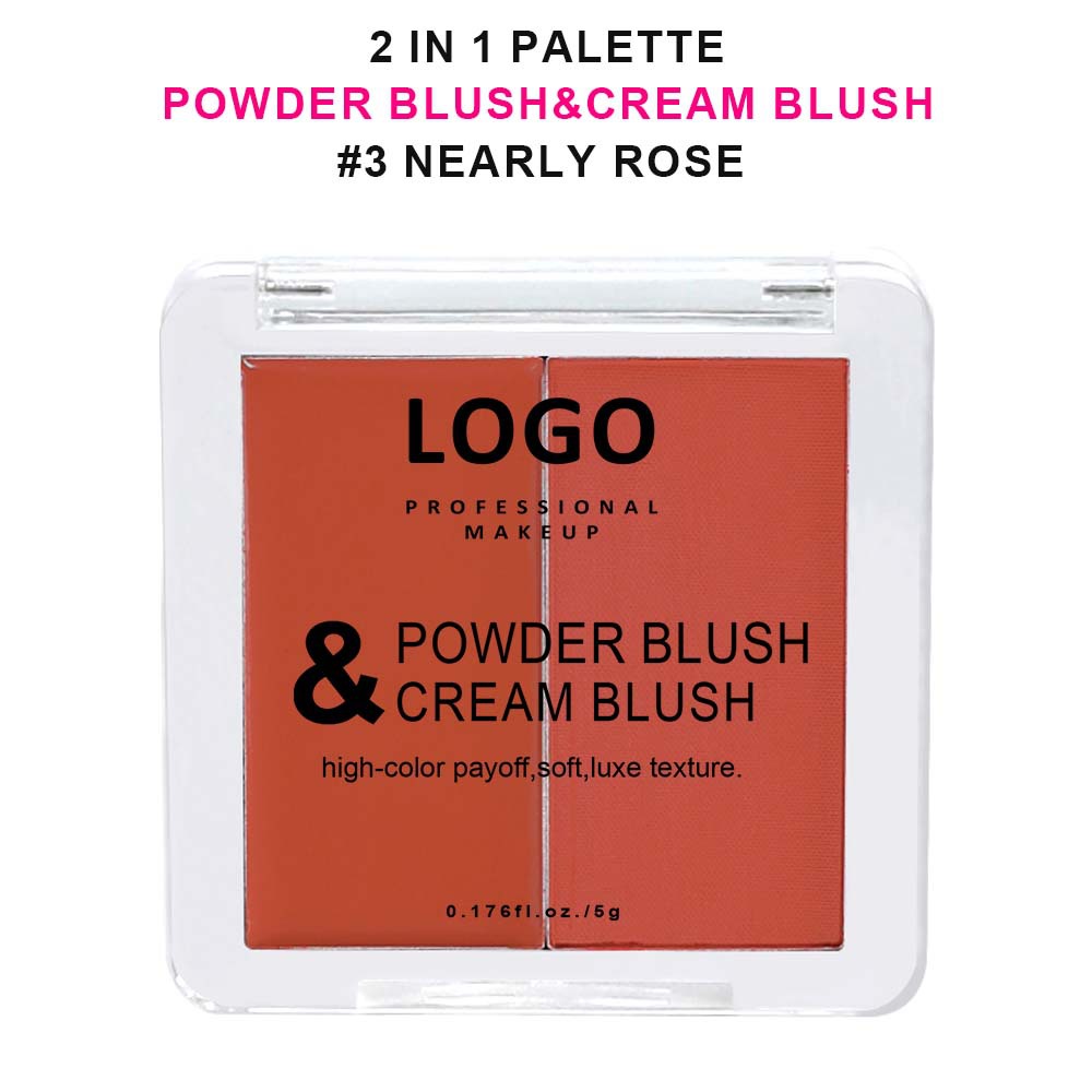 Custom Logo 2 in 1 Blush Powder and Blush Cream Private Label Cheek Cream to Powder Blush - Image 4