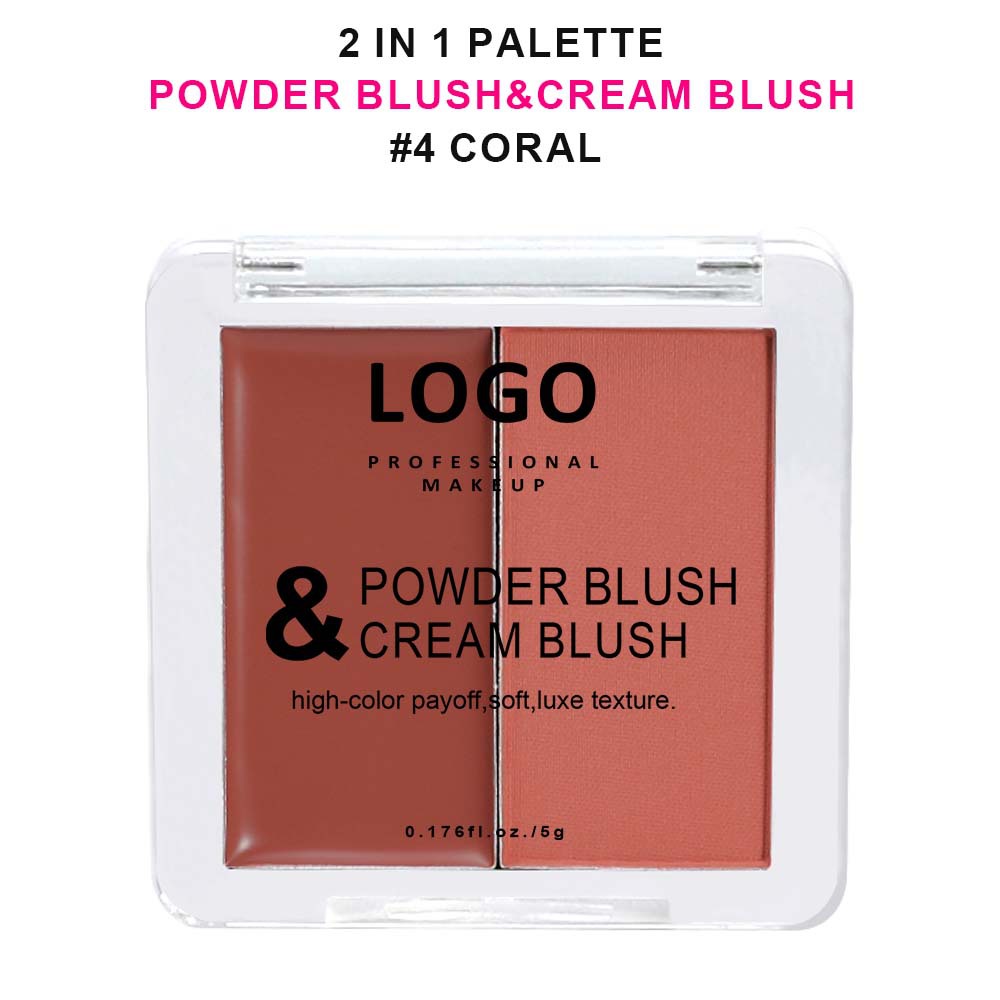 Custom Logo 2 in 1 Blush Powder and Blush Cream Private Label Cheek Cream to Powder Blush - Image 5