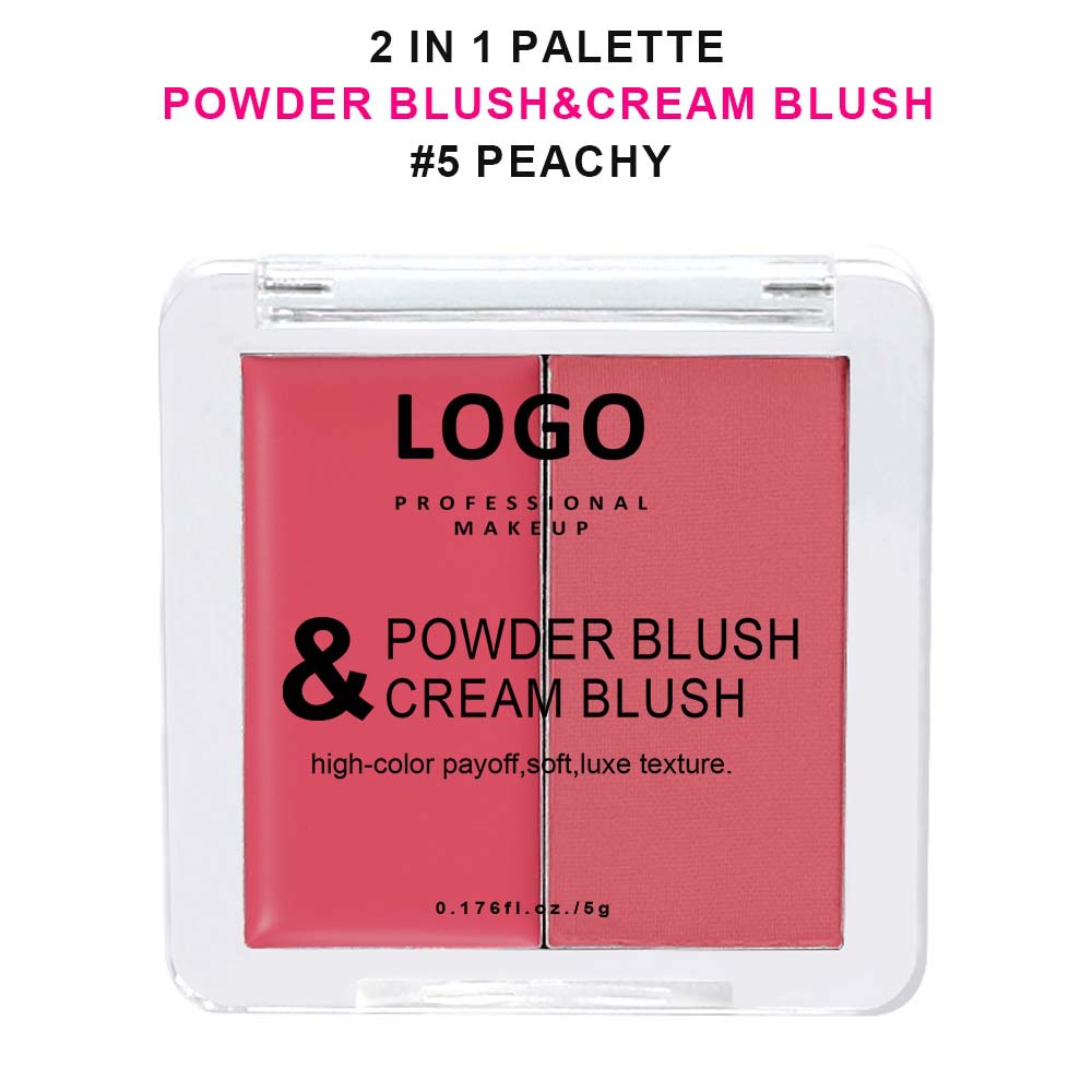 Custom Logo 2 in 1 Blush Powder and Blush Cream Private Label Cheek Cream to Powder Blush - Image 6