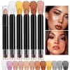 12 Colors Mineral High Pigment Soft and Cute Shimmer and Contour Face Blush Cheek Vegan Gel Waterproof Bronze & Highlighters Stick