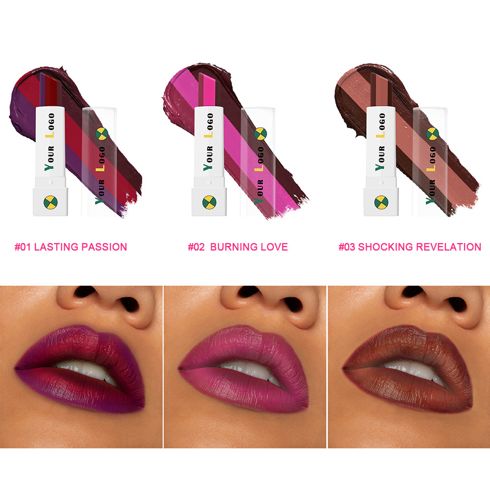 custom logo small batch 3-in-1 Vegan Cruelty Free Lip Moisturizer New Magic Matte Lipstick with Three Colors Fashion Style