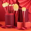 Wholesale Custom Professional Makeup Brush Set 12 Pcs Soft Tools  Private Label Red  Makeup Brush Set