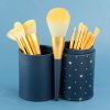 Luxury Custom 12PCS Flat Synthetic Hair Makeup Brush Set for Face Lips Eyeliner & Eyebrow Pencil-Vegan OEM ODM Wholesale