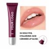 Private Label 24K Gold Foil Hyaluronic Acid Ceramide Lip Gloss Custom Vegan Hydrating Liquid Lip Gloss 24K Gold Foil LIP OIL